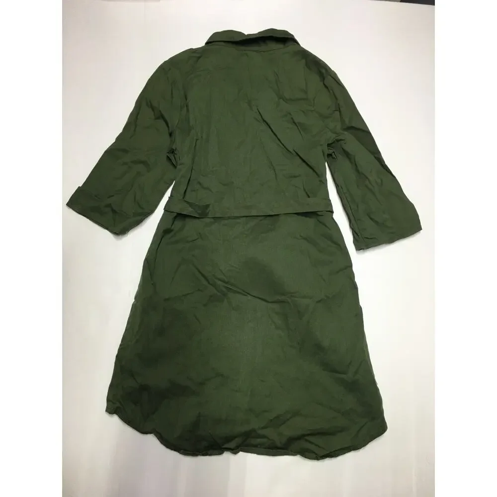 Wonder Nation Green Dress Belted Button Down Midi 3/4 Sleeves Girls M 7/8